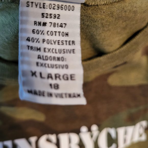 Vintage Queensryche Camouflage Logo "American Soldier" Concert T Shirt Womens XL - Picture 4 of 6